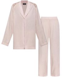 Emporio Armani - Floral-Jacquard Lace-Insert Pajamas (Set Of Two) - Lyst