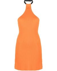 Courreges - Geripptes Neckholder-Minikleid - Lyst