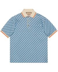 Gucci - Poloshirt Aus Baumwoll-Piqué Mit Geometrischem G Motiv - Lyst