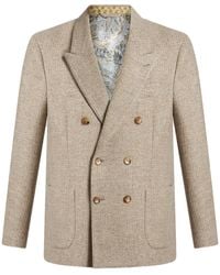 Etro - Double Breasted Wool Blazer - Lyst