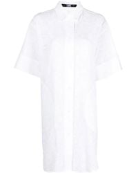 KARL LAGERFELD - Broderie Anglaise Mini Shirtdress - Lyst