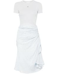 Givenchy - Vestido midi drapeado Bi-material - Lyst
