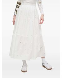 Desigual - Eyelet-Embroidered Tiered Midi Skirt - Lyst