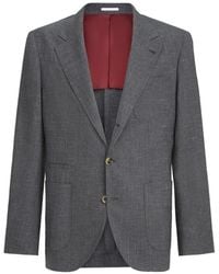 Brunello Cucinelli - Blazer Déstructuré En Fresco De Laine, Soie Et Lin À Poches Plaquées - Lyst