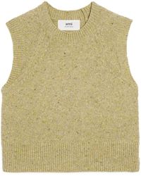 Ami Paris - Logo-embroidered Knitted Vest - Lyst