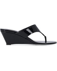 Prada - Logo-Print Wedge Sandals - Lyst
