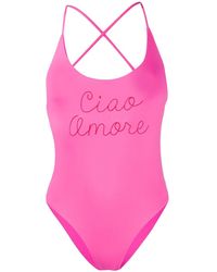 Giada Benincasa Costume intero con ricamo Ciao Amore - Rosa