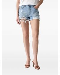 Haveone - Distressed Frayed Mini Shorts - Lyst