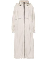 Brunello Cucinelli - Hooded Suede Trench Coat - Lyst