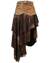 VIVAMUS - Long Tiered Denim Skirt - Lyst