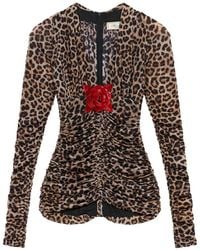 Blumarine - Leopard-Print Ruched Blouse - Lyst