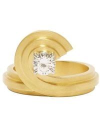 Azlee - 18kt Yellow Gold Sea I Diamond Ring - Lyst