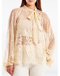 ViCOLO - Lace-Panelled Pussy-Bow Blouse - Lyst