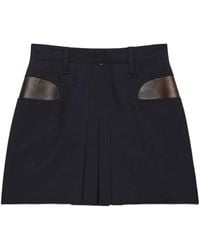 Prada - Leather-Pocket Pleated Mini Skirt - Lyst