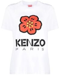KENZO - T-Shirt mit Blumen-Print - Lyst