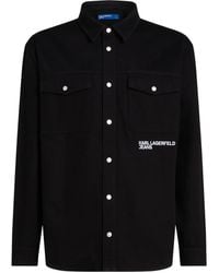 Karl Lagerfeld - Hemdjacke Mit Logo-Stickerei - Lyst