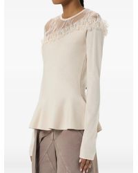 Blumarine - Lace-Panel Peplum Sweater - Lyst