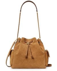 Tory Burch - Charlie Quilted Suede Drawstring Shoulder Bag - Lyst