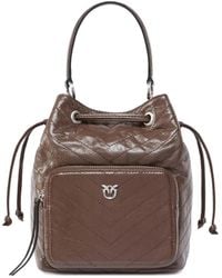 Pinko - Small Cargo Leather Bucket Bag - Lyst