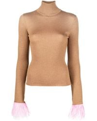 La DoubleJ - Feather-Cuff Ribbed-Knit Jumper - Lyst