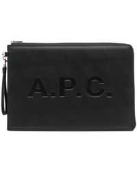A.P.C. - Logo-print Clutch Bag - Lyst