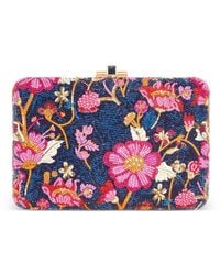 Judith Leiber - Brocade Slim-Slide Crystal-Embellished Floral-Pattern Clutch Bag - Lyst