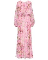 Nissa - Vestido de fiesta de seda con aplique floral - Lyst