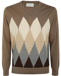 Ballantyne - Argyle V-Neck Sweater - Lyst