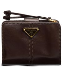 Prada - Triangle-Logo Leather Wallet - Lyst