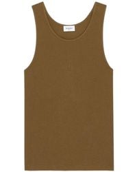 Saint Laurent - Cassandre Ribbed Cotton Tank Top - Lyst