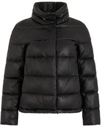 Moorer - High-Neck Padded Leather Jacket - Lyst