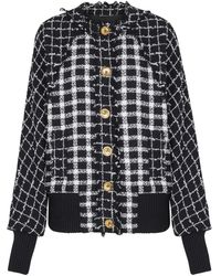 Balmain - Tweed Bomberjack Met Knoop - Lyst