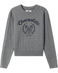 Chocoolate - Cable-Knit Embroidered Sweater - Lyst