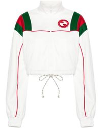 Gucci - Jersey Zip Jacket With Web Stripe - Lyst