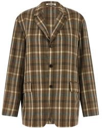 AURALEE - Check-Pattern Wool Blazer - Lyst