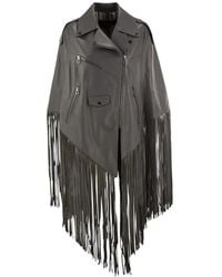 Lou Andrea - Fringe-Trimmed Leather Jacket - Lyst