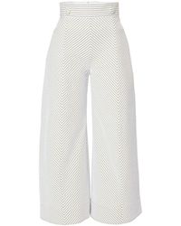 Carolina Herrera - Chevron-pattern Cropped Cotton Trousers - Lyst