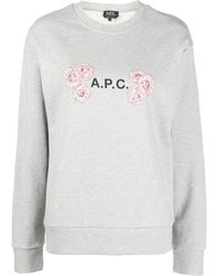 A.P.C. - Floral Logo-print Sweatshirt - Lyst