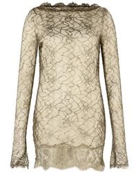 Roberto Cavalli - Robe Courte En Dentelle Brodée À Effet De Transparence - Lyst