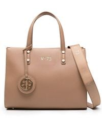 V73 - Logo-lettering Leather Tote Bag - Lyst