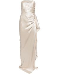 Michelle Mason - Strapless Gathered Silk Gown - Lyst