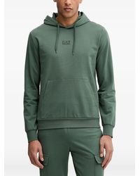 EA7 - Logo-Detail Drawstring Hoodie - Lyst