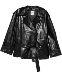 LA PISCINE - Double-Breasted Belted Jacket - Lyst