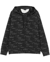Emporio Armani - Logo-Pattern Drawstring Hoodie - Lyst