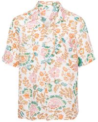 120% Lino - Leinenhemd mit Blumen-Print - Lyst