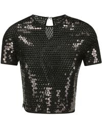 Mugler - Blusa A Maniche Corte Con Paillettes - Lyst