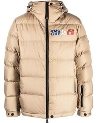 Moncler - Gefütterte Jacke Mit Logo-Print - Lyst