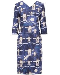 Laura Urbinati - Penguin-Print V-Neck Midi Dress - Lyst