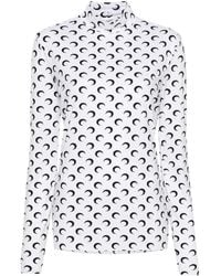 Marine Serre - Moon-Print Mock-Neck T-Shirt - Lyst