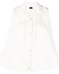Fay - Pleated Sleeveless Cotton Shirt - Lyst
